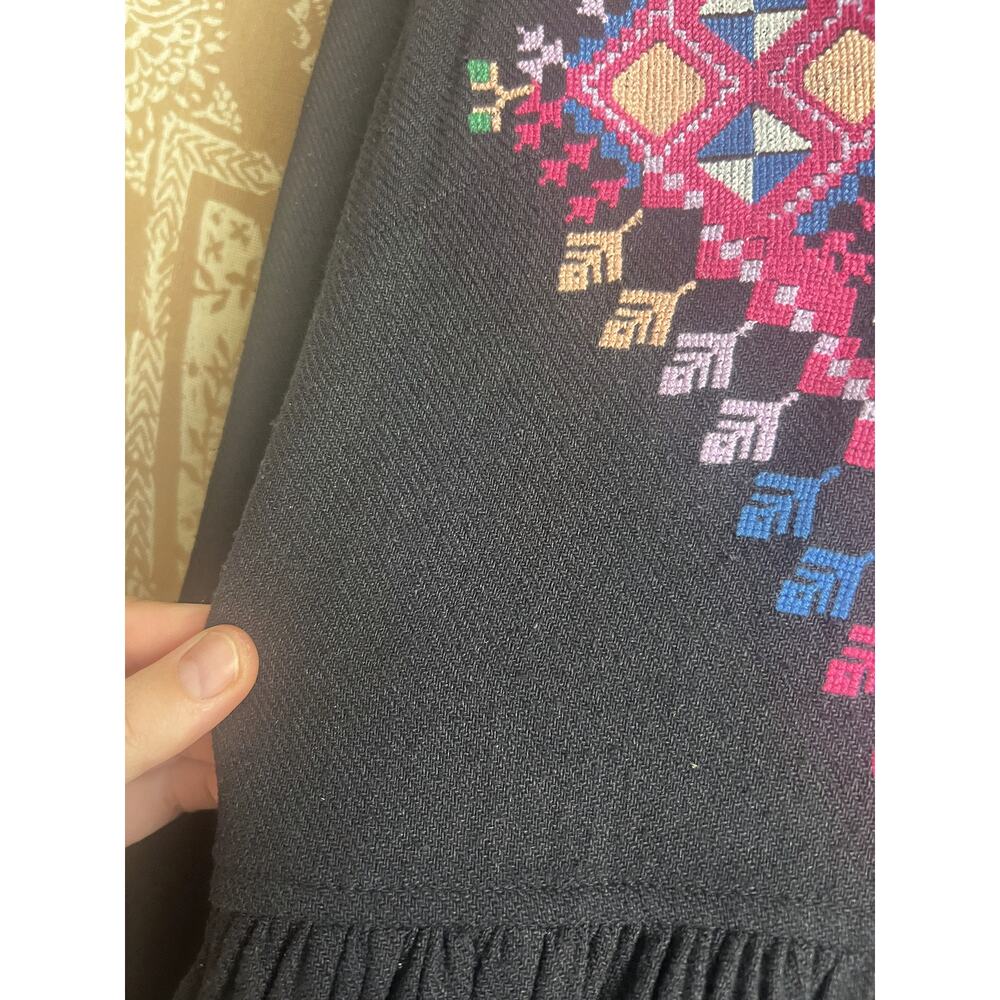 Ulla Johnson Irina Dress Black Folk Embroidered Silk Maxi Size 4 - Picture 8 of 14